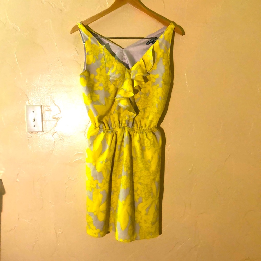 Yellow ruffled short dress size small petite